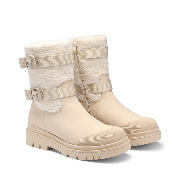 Waterproof Fur Lining Mid Calf Snow Boots - OFF WHITE - 2